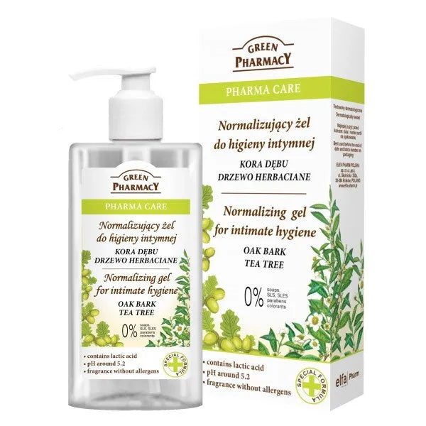Green Pharmacy Pharma Care Intimate Hygiene Gel Normalizing ąžuolo žievės-arbatmedžio 300ml - Kosmetika