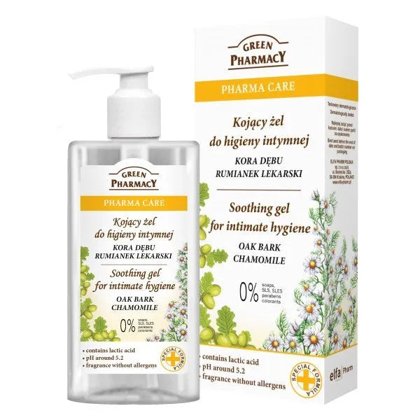 Green Pharmacy Pharma Care Raminantis intymios higienos gelis ąžuolo žievė - ramunėlė 300ml - Kosmetika