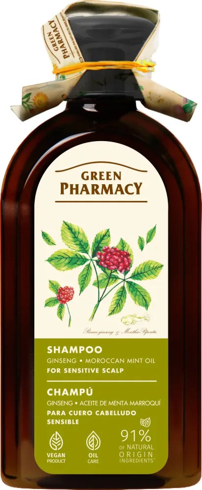 GREEN PHARMACY Shampoo for sensitive scalp Ginseng and Moroccan Mint Oil 350 ml. - Kosmetika