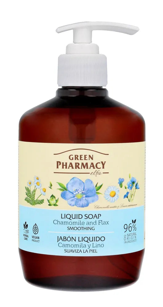 Green Pharmacy Skystas muilas su linų sėmenų aliejumi ir ramunėlėmis 460ml - Kosmetika
