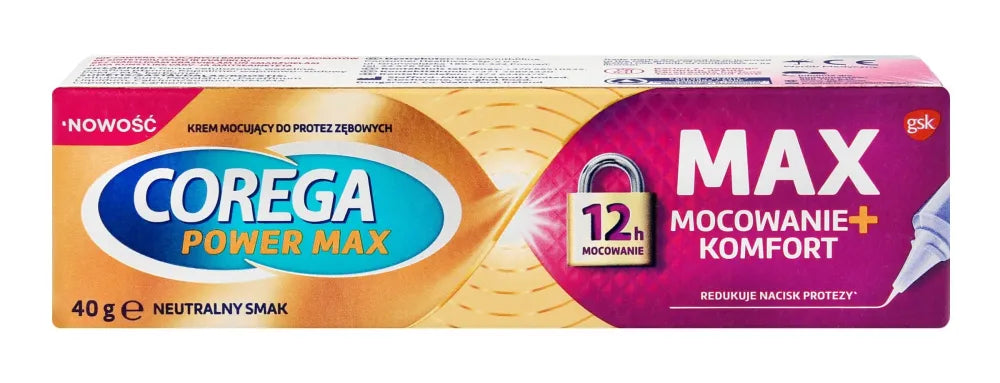 GSK COREGA Max dantų protezų fiksavimo gelis + Comfort 40 g - Kosmetika