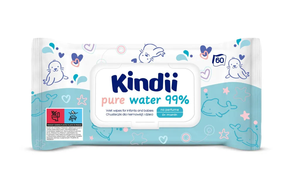 HARPER KINDI Drėgnos servetėlės Pure Water 99% 60vnt. - Kosmetika