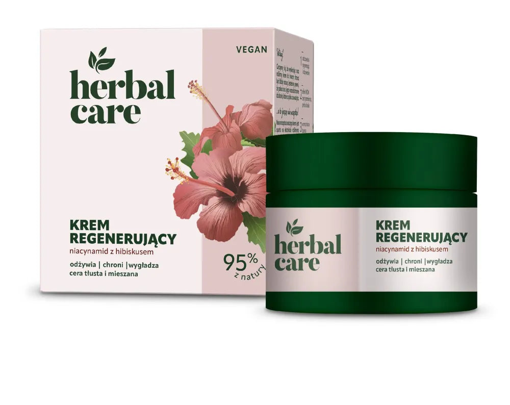HERBAL CARE Vegan Regenerating Cream with Niacinamide and Hibiscus for oily combination skin - day night 50 ml