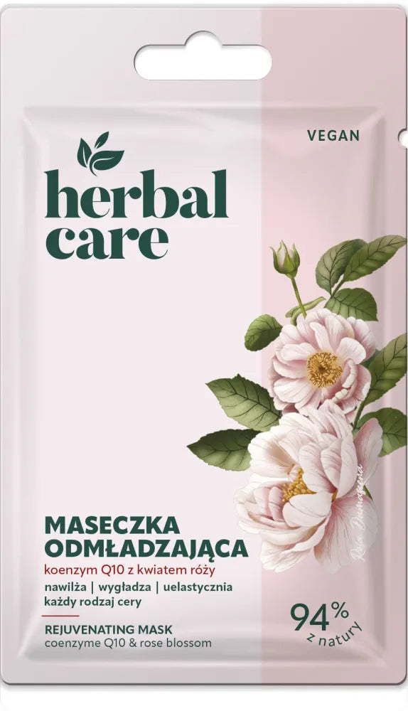 HERBAL CARE Vegan Rejuvenating Face Mask - Coenzyme Q10 with Rose Flower 7 g - Kosmetika