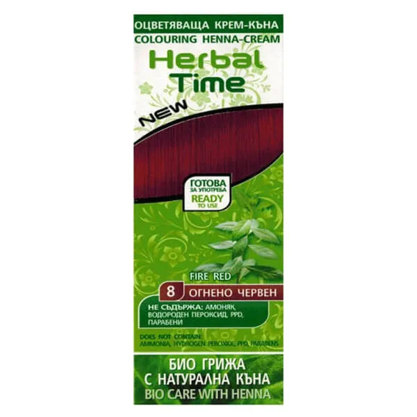 HERBAL TIME Natural Hair Henna 8 Ugninė Raudona - Kosmetika