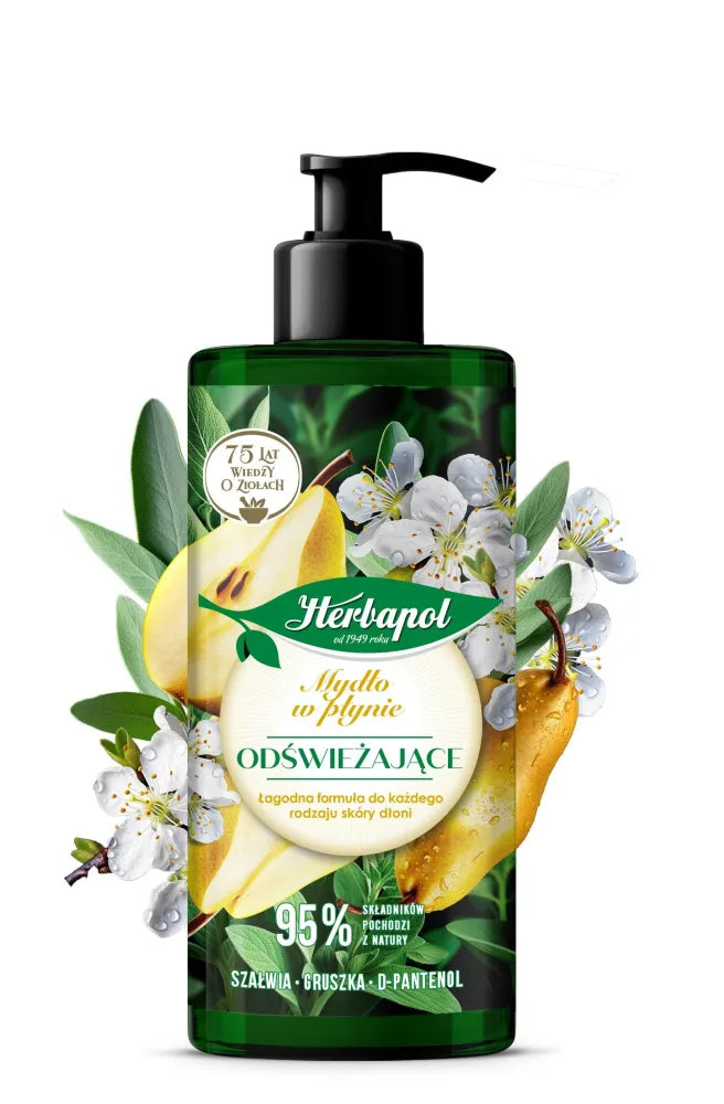 HERBAPOL Atgaivinantis skystas muilas Sage - Pear 390 ml - Kosmetika