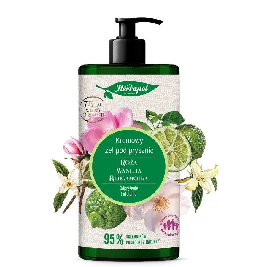HERBAPOL Creamy Shower Gel - Rose & Vanilla Bergamot 740 ml. - Kosmetika