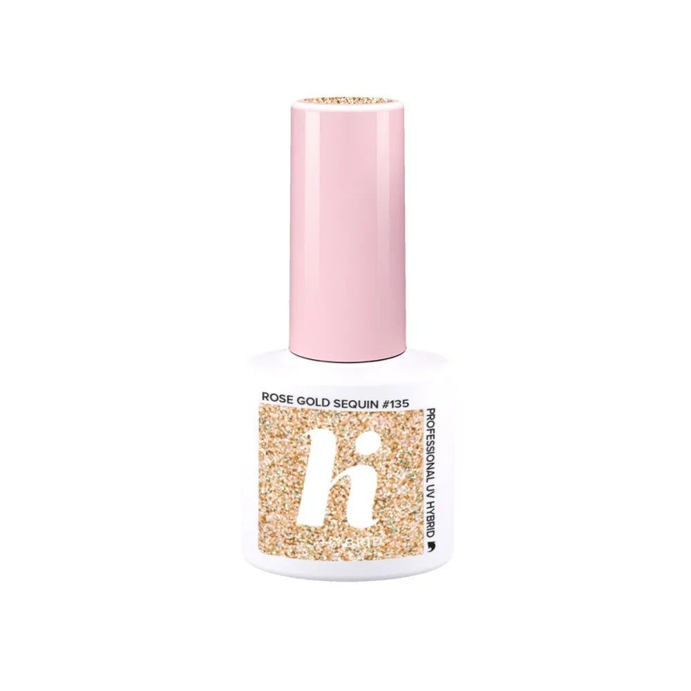 Hi Hybrid Lacquer #135 Rožinė Auksinė Blizgučiai - Balerina 5ml - Kosmetika