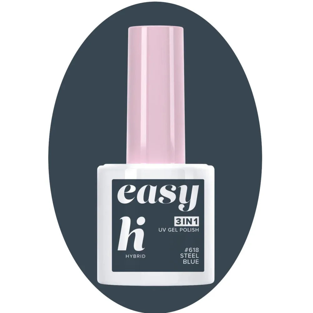 Hi Hybrid Lacquer Easy 3in1 #618 Plieninė Mėlyna 5ml - Kosmetika