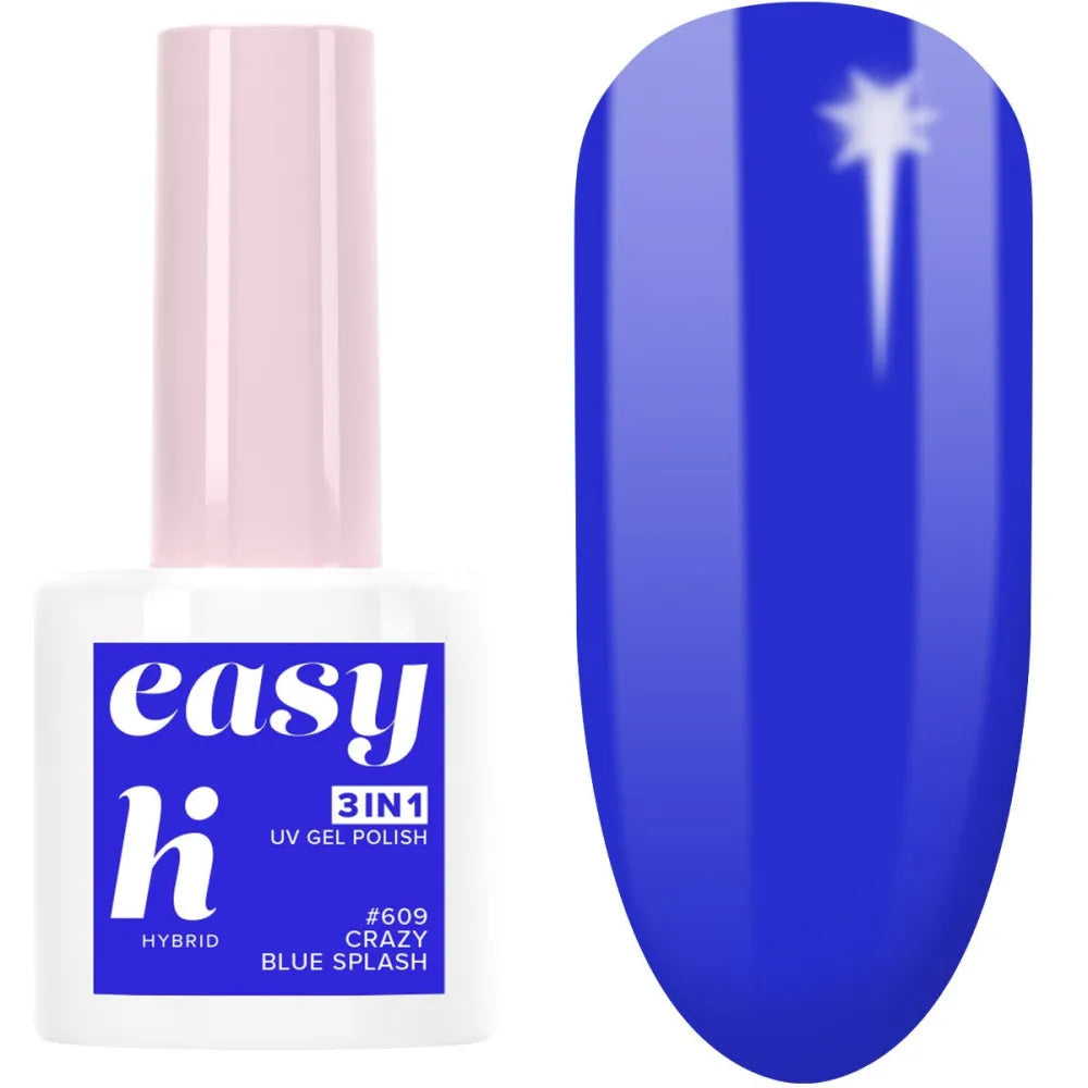 Hi Hybrid Lacquer Easy 3in1 Lunapark #609 Crazy Blue Splash 5ml - Kosmetika