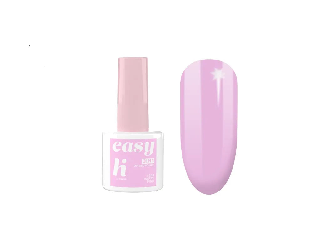 Hi Hybrid Lacquer Easy 3in1 Nr. 604 Laimingas Rožinis 5ml - Kosmetika