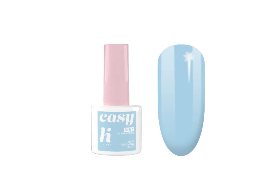 Hi Hybrid Lacquer Easy 3in1 Nr. 606 Atsipalaiduojantis Mėlynas 5ml - Kosmetika