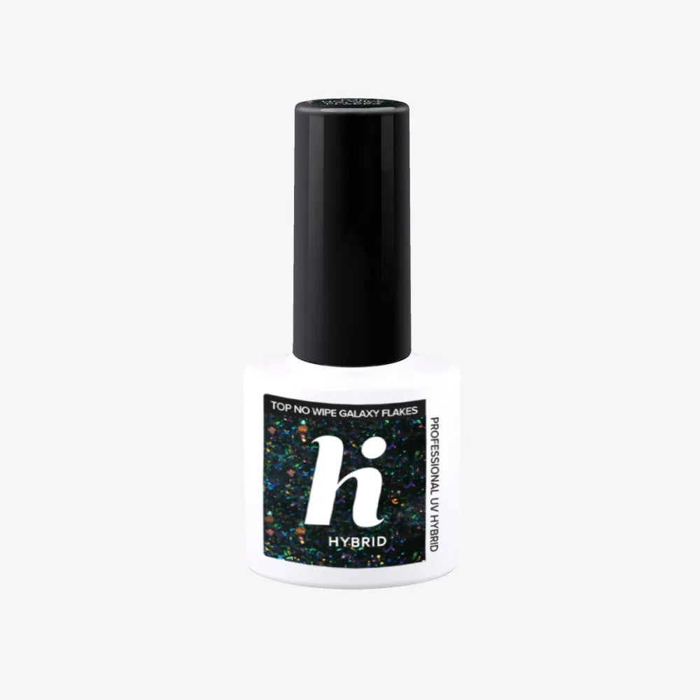 Hi Hybrid Top No Wipe Galaxy Flakes hibridiniam nagų lakui - 5ml - Kosmetika