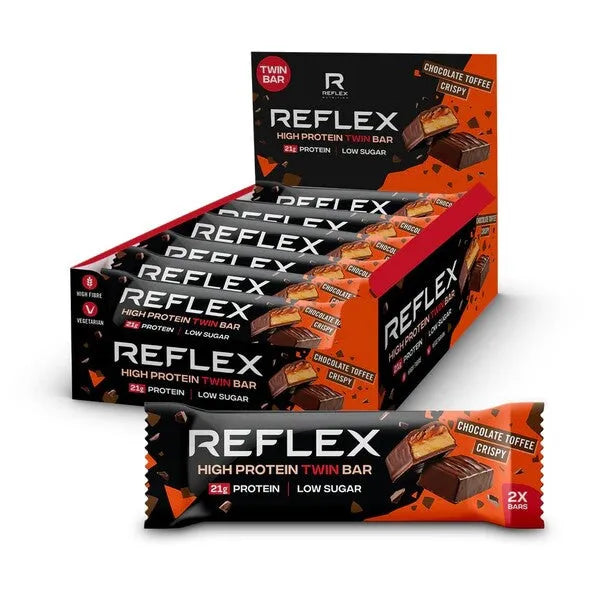 High Protein Twin Bar Chocolate Toffee Crispy - 12 x 60g - Reflex Nutrition - Maistas