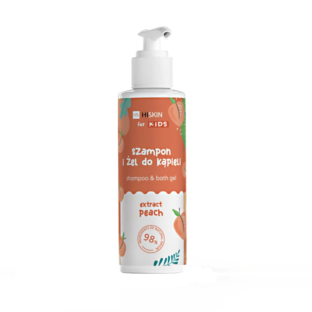 HISKIN for Kids Šampūnas ir Vonios Gelis 2in1 - Persikų Ekstraktas 280 ml - Kosmetika