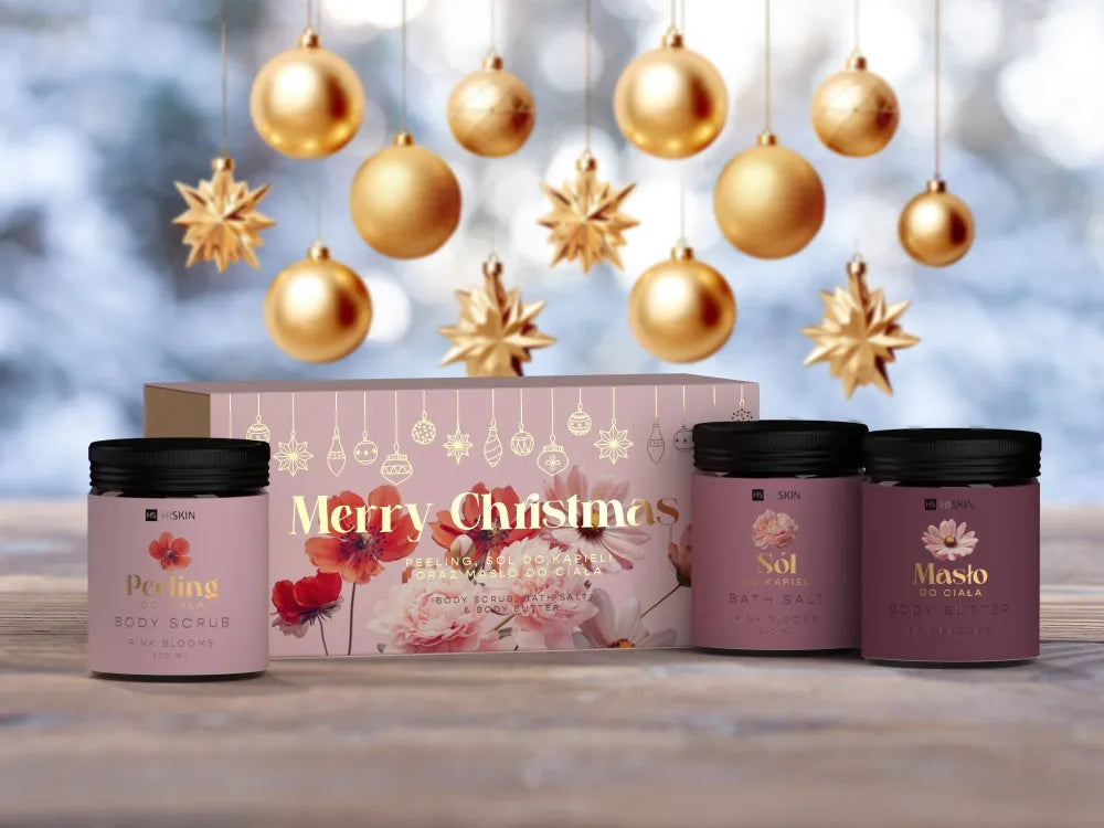 HISKIN Gift Set Body Scrub + Bath Salt + Pink Flowers Butter - Kosmetika