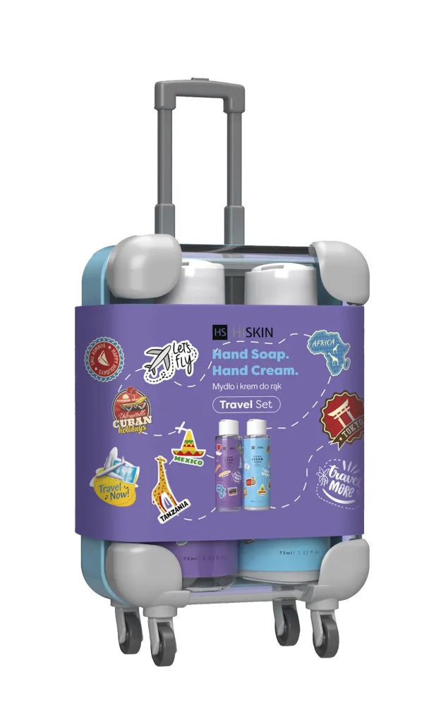 HISKIN Travel Set Kelioninis rinkinys - lagaminas (muilas + rankų kremas 75mlx2) - Kosmetika