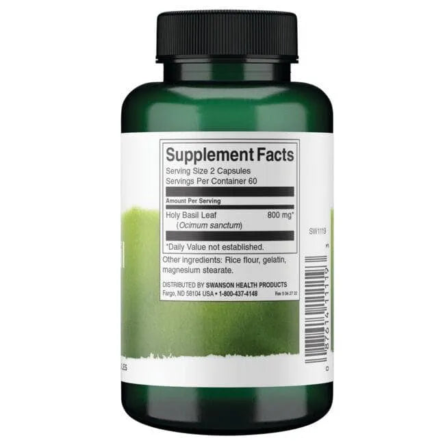Holy Basil Leaf - Baziliko lapeliai - 400 mg - N120 - Swanson - Papildai