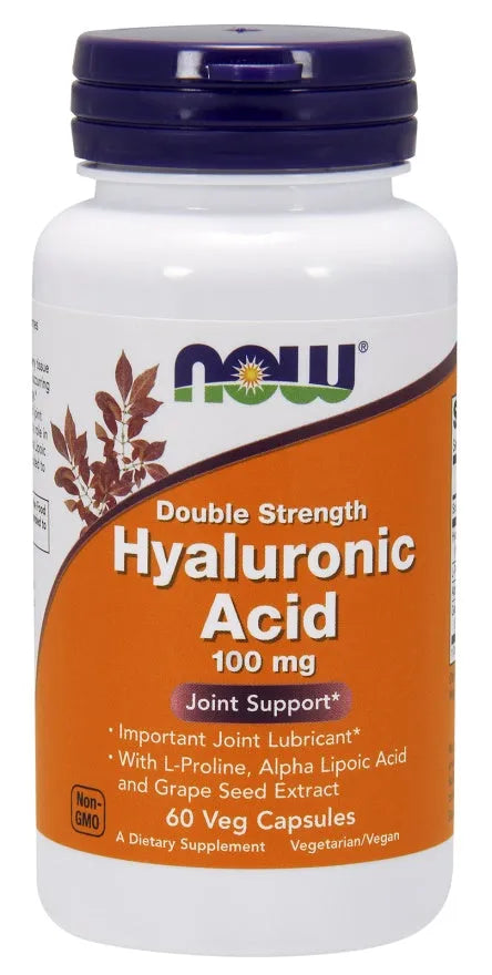 Hyaluronic Acid 100mg Double Strength - 60 vcaps - NOW Foods - Papildai