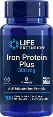 Iron Protein Plus 300mg - 100 vcaps - Life Extension - Papildai