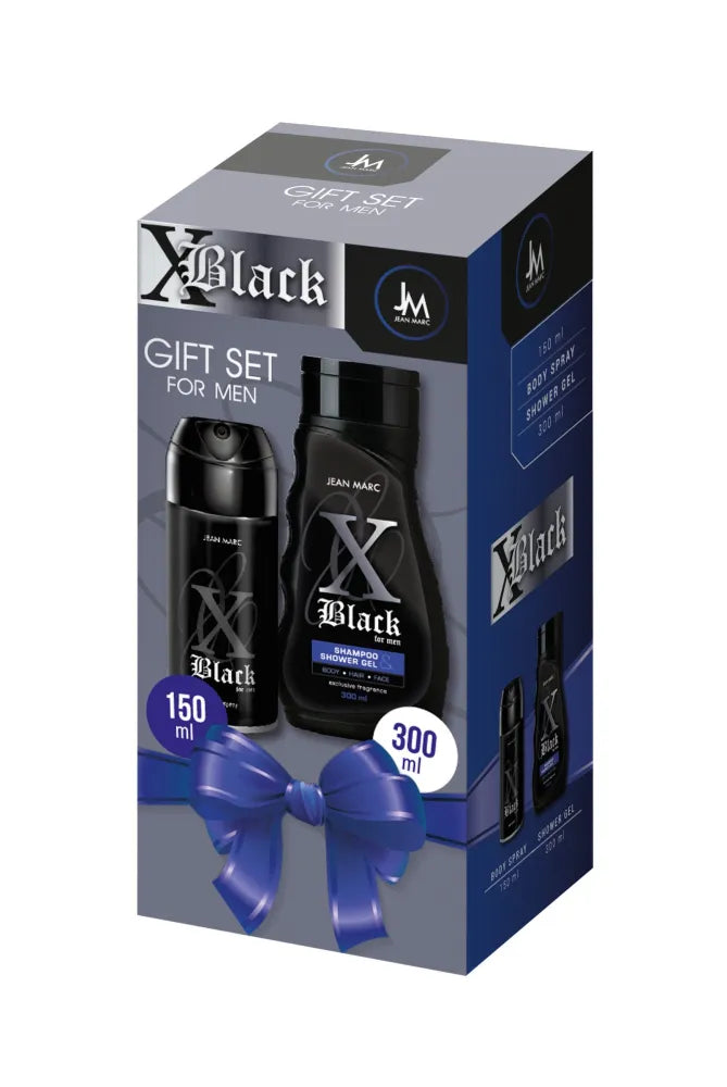 JEAN MARC X-Black Vyrų dovanų rinkinys - dezodorantas 150 ml + dušo gelis 300 - Kosmetika