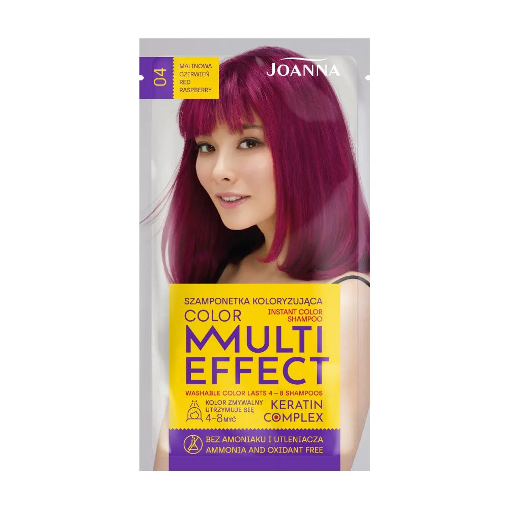 Joanna Multi Effect Color Keratin Complex Plaukų dažai - 04 Avietinė raudona 35g - Kosmetika