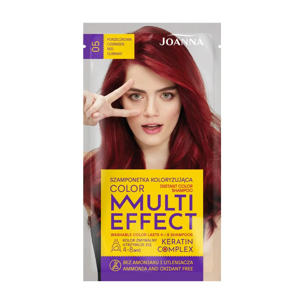 Joanna Multi Effect Color Keratin Complex Plaukų dažai - 05 Raudonasis serbentas 35g - Kosmetika
