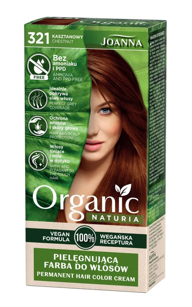 Joanna Naturia Organic Vegan Spalva nr. 321 Kaštonas 1 vnt. - Kosmetika