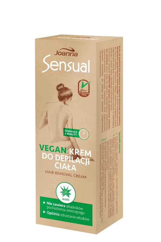 Joanna Sensual Body Depilatory Cream Vegan - Aloe 100g depiliacinis kremas kūnui veganams - alavijas - Kosmetika