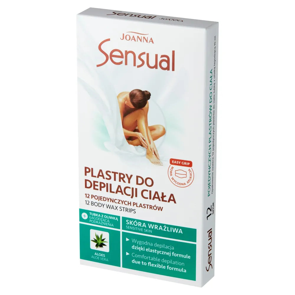 Joanna Sensual Body Wax Strips Aloe 1 pakelis (12 vnt.) - Kosmetika