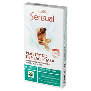 Joanna Sensual Body Wax Strips Aloe 1 pakelis (12 vnt.) - Kosmetika