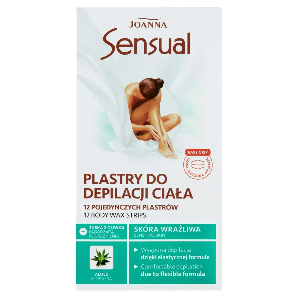 Joanna Sensual Body Wax Strips Aloe 1 pakelis (12 vnt.) - Kosmetika