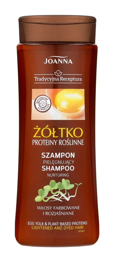 Joanna Traditional Recipe šampūnas dažytiems ir šviesintiems plaukams - Kiaušinio trynys kviečių gemalai 300ml
