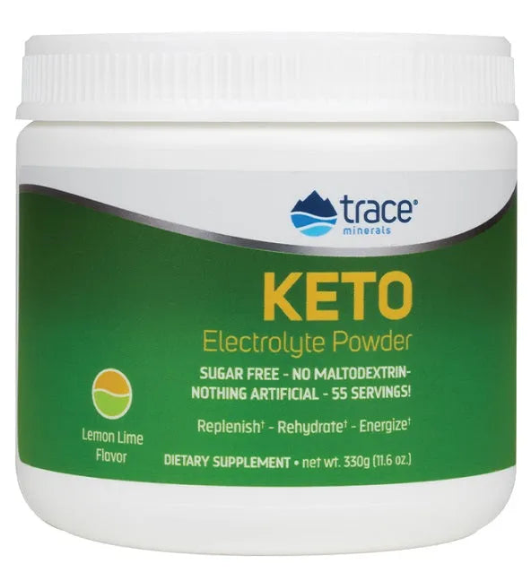 Keto Electrolyte Powder Lemon Lime - 330g - Trace Minerals - Papildai
