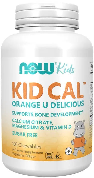 Kid Cal Orange U Delicious - 100 chewables - NOW Foods - Papildai