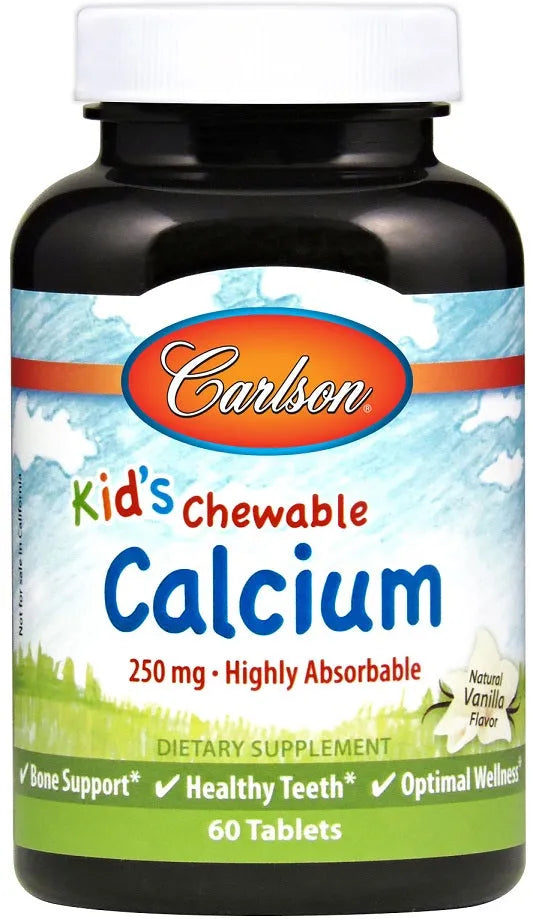 Kid’s Chewable Calcium 250mg Natural Vanilla - 60 tablets - Carlson Labs - Papildai