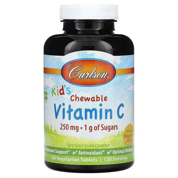 Kid’s Chewable Vitamin C 250mg Natural Tangerine - 120 vegetarian tablets - Carlson Labs - Papildai