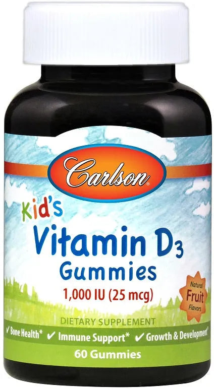 Kid’s Vitamin D3 Gummies 1000 IU Natural Fruit - 60 - Carlson Labs - Papildai