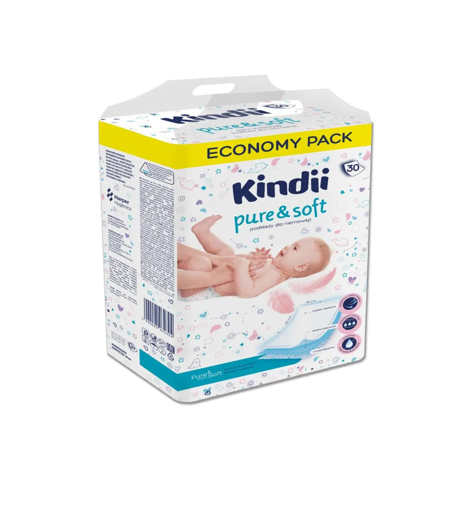 Kindii Pure & Soft vienkartinės pagalvėlės kūdikiams 1 pakuotė - 30 vnt. - Kosmetika