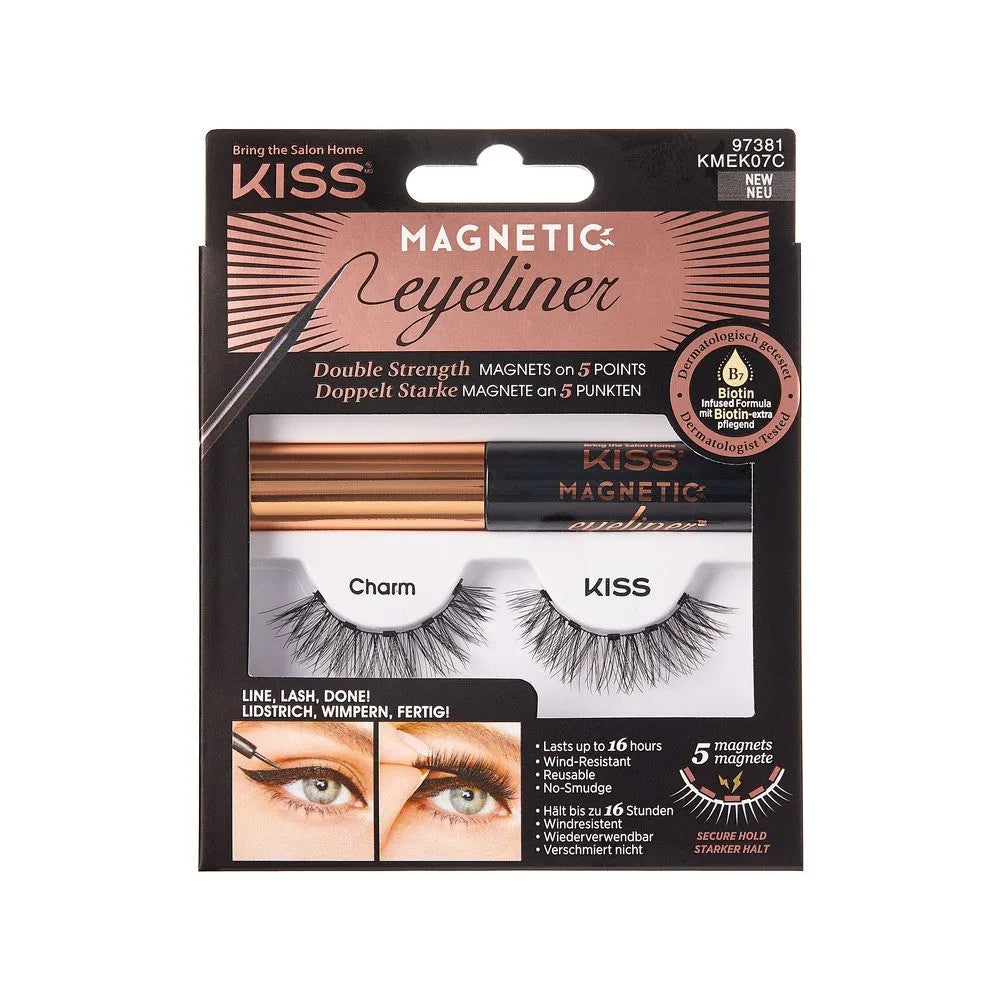 KISS Charm Set (magnetic eyelashes + eyeliner) 1 pakas - Kosmetika