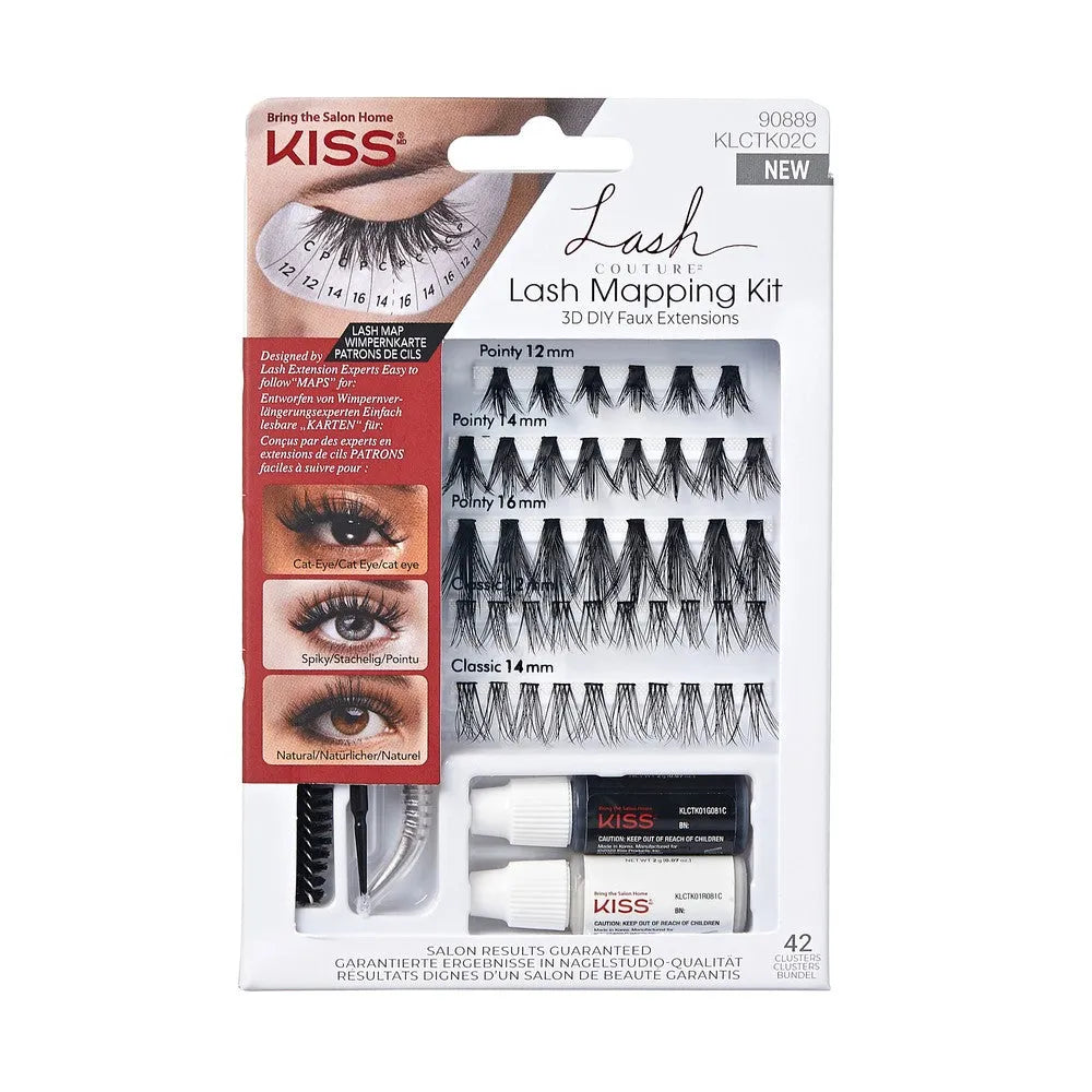 KISS Lash Couture Dirbtinių Blakstienų 3D Žemėlapio Rinkinys 1 pakuotė. - Kosmetika