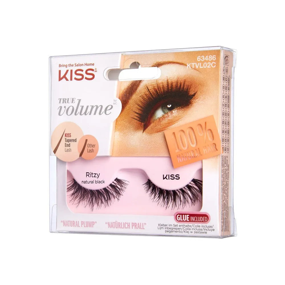KISS True Volume False Eyelashes - Ritzy (natūraliai juoda) 1 pakuotė. - Kosmetika