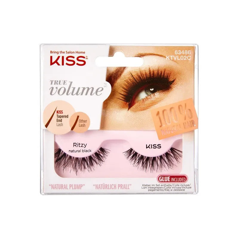 KISS True Volume False Eyelashes - Ritzy (natūraliai juoda) 1 pakuotė. - Kosmetika