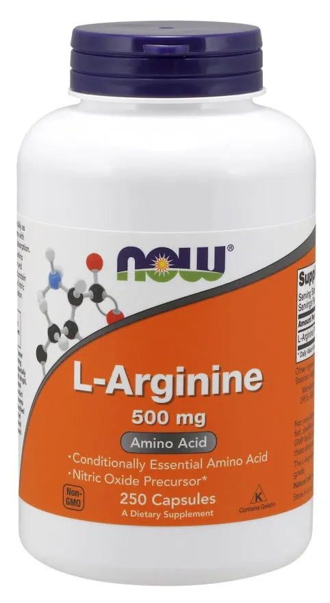 L-Arginine 500mg - 250 caps - NOW Foods - Papildai