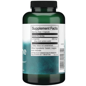 L-Arginine - Amino rūgštys - 500 mg - N200 - Swanson - Papildai