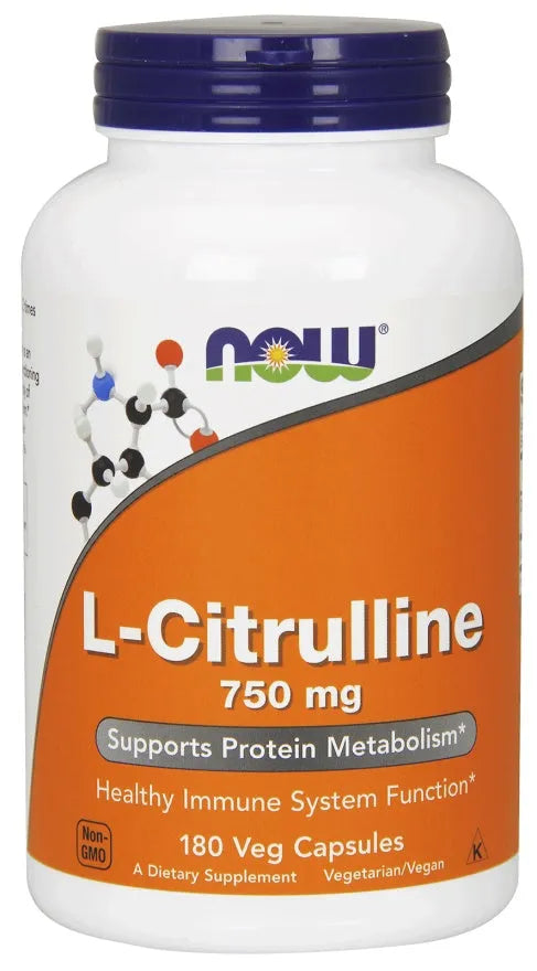 L-Citrulline 750mg - 180 vcaps - NOW Foods - Papildai