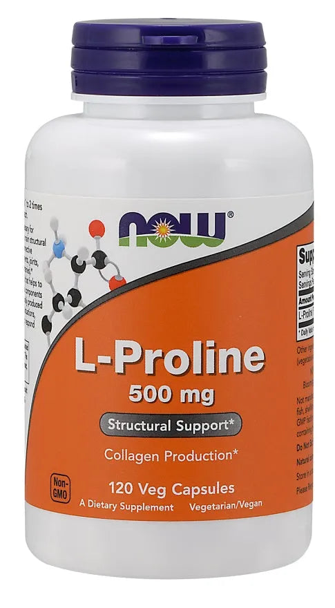 L-Proline 500mg - 120 vcaps - NOW Foods - Papildai
