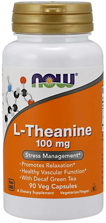 L-Theanine with Decaf Green Tea 100mg - 90 vcaps - NOW Foods - Papildai