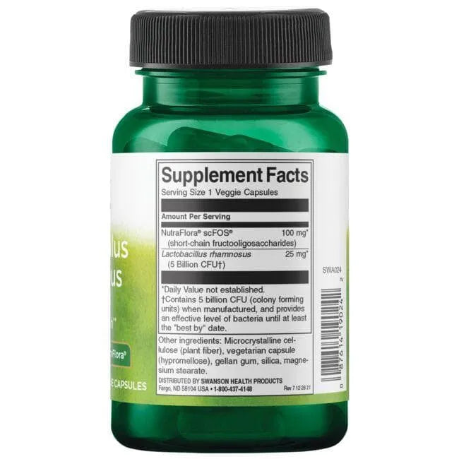 Lactobacillus Rhamnosus with FOS - Probiotikai - 5 mlrd. - N60 - Swanson - Papildai