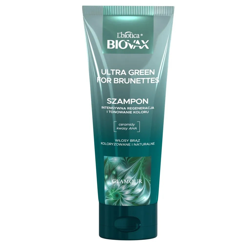 L’BIOTICA Biovax Glamour Ultra Green šampūnas rudoms (natūralioms ir dažytoms) plaukams 200ml - Kosmetika